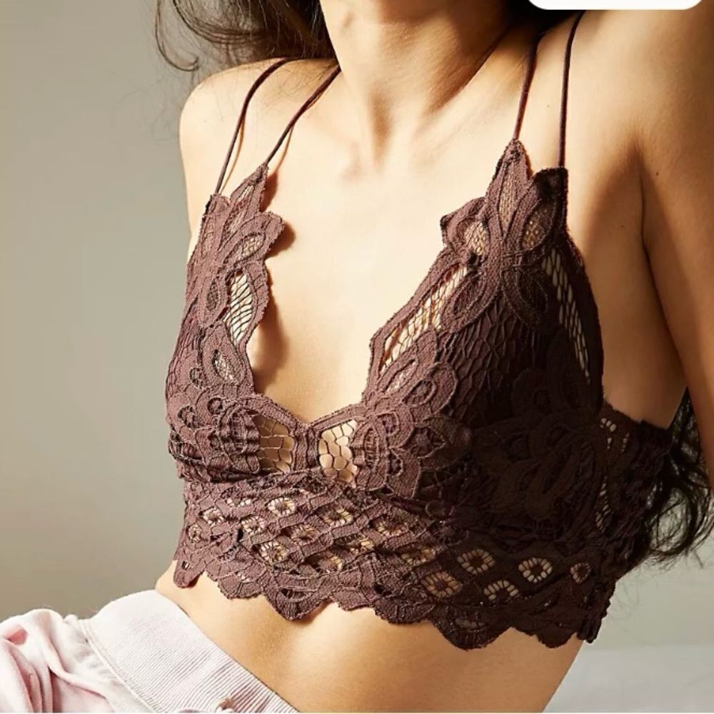 Free People One Adella Black Crochet Bralette XS